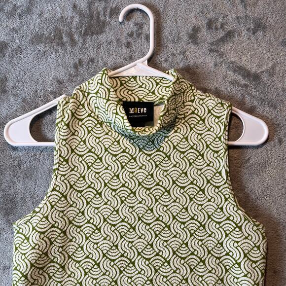 Anthropologie Maeve Structure Mock Neck Mod Top Green Geometric Print Size Small - Picture 6 of 6